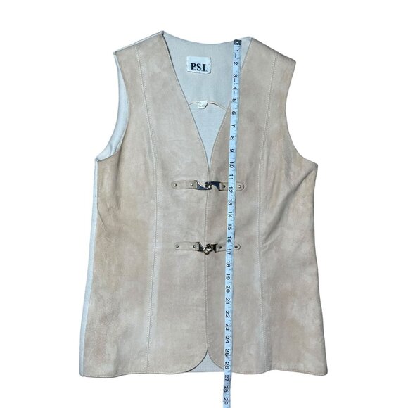 VTG Leather Hook Closure Vest 70s Size 12 - Picture 9 of 9